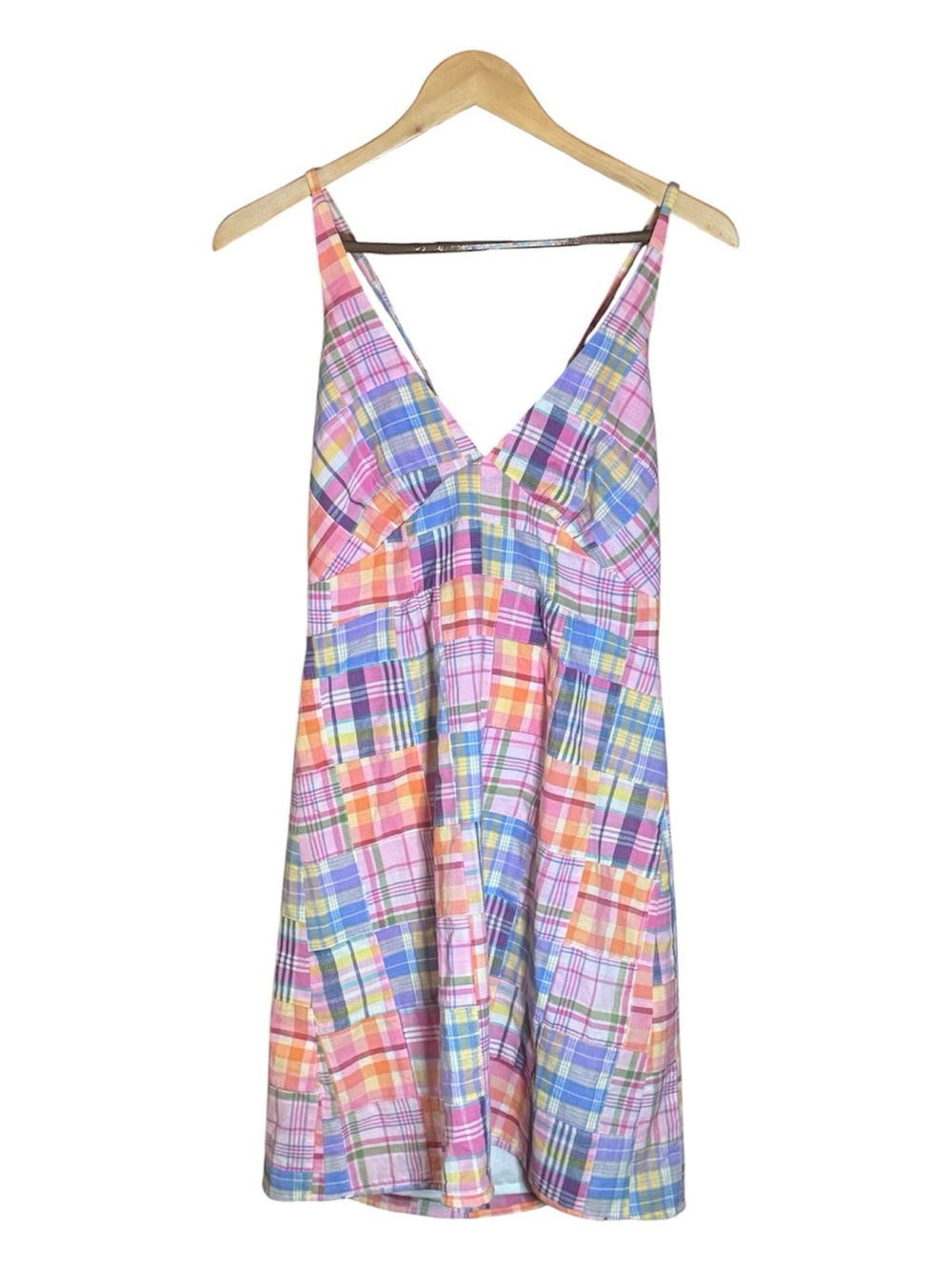 BOSTON PROPER Dress Women’s Pastel 
Patchwork Madras Plaid Halter Lined Size 6